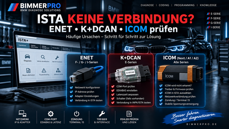 ISTA keine Verbindung zu BMW – ENET, K+DCAN und ICOM Verbindungsprobleme prüfen